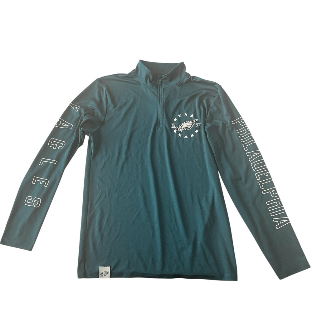 NFL Women's Size S Quarter Zip Philadelphia Eagles Spellout‎ Logo Teal Athletic